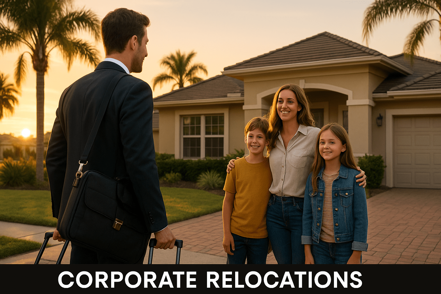 Corporate relocation to Florida’s Space Coast with a professional arriving at a new home