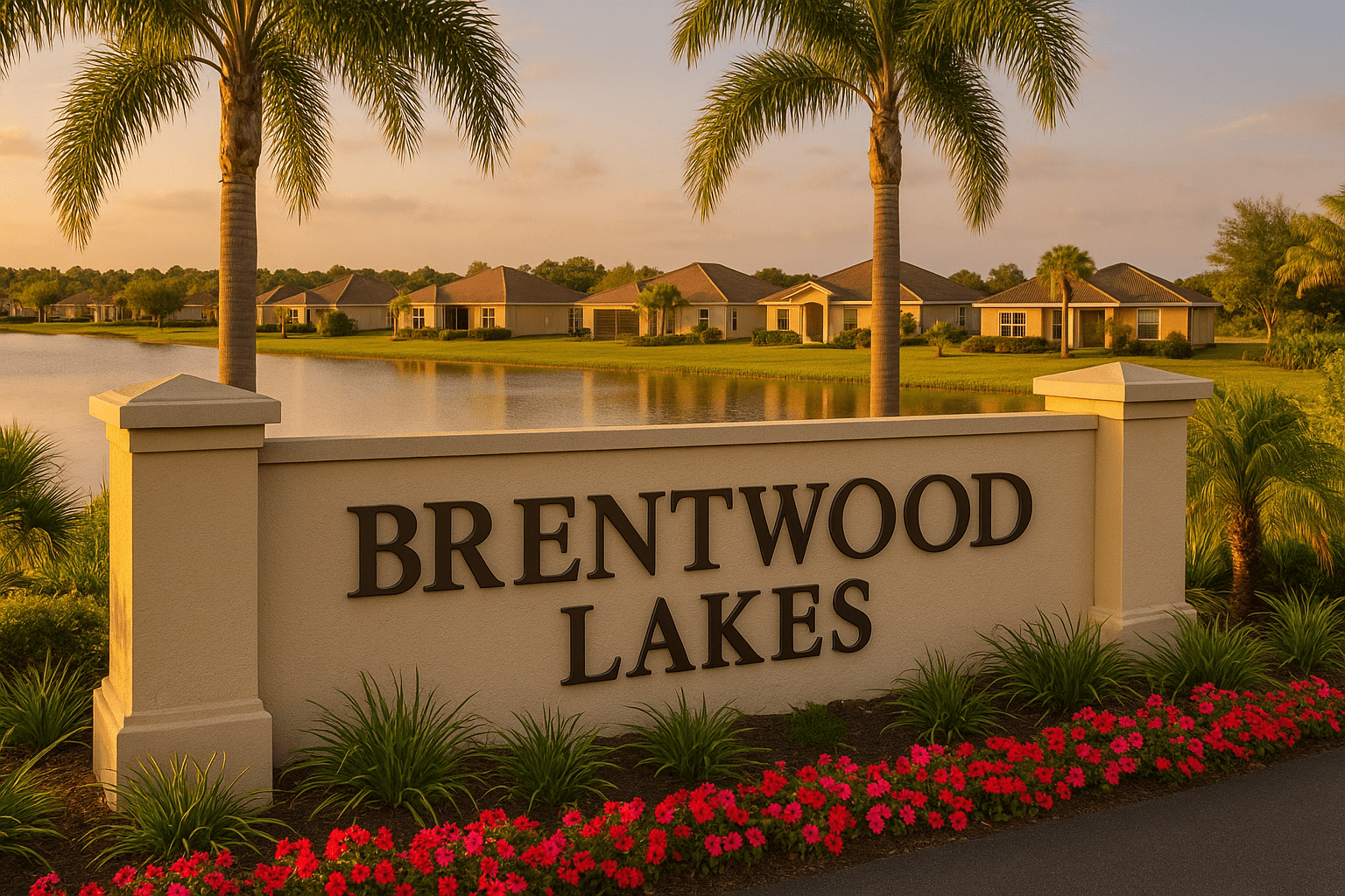 Brentwood Lakes neighborhood entrance in Palm Bay, Florida