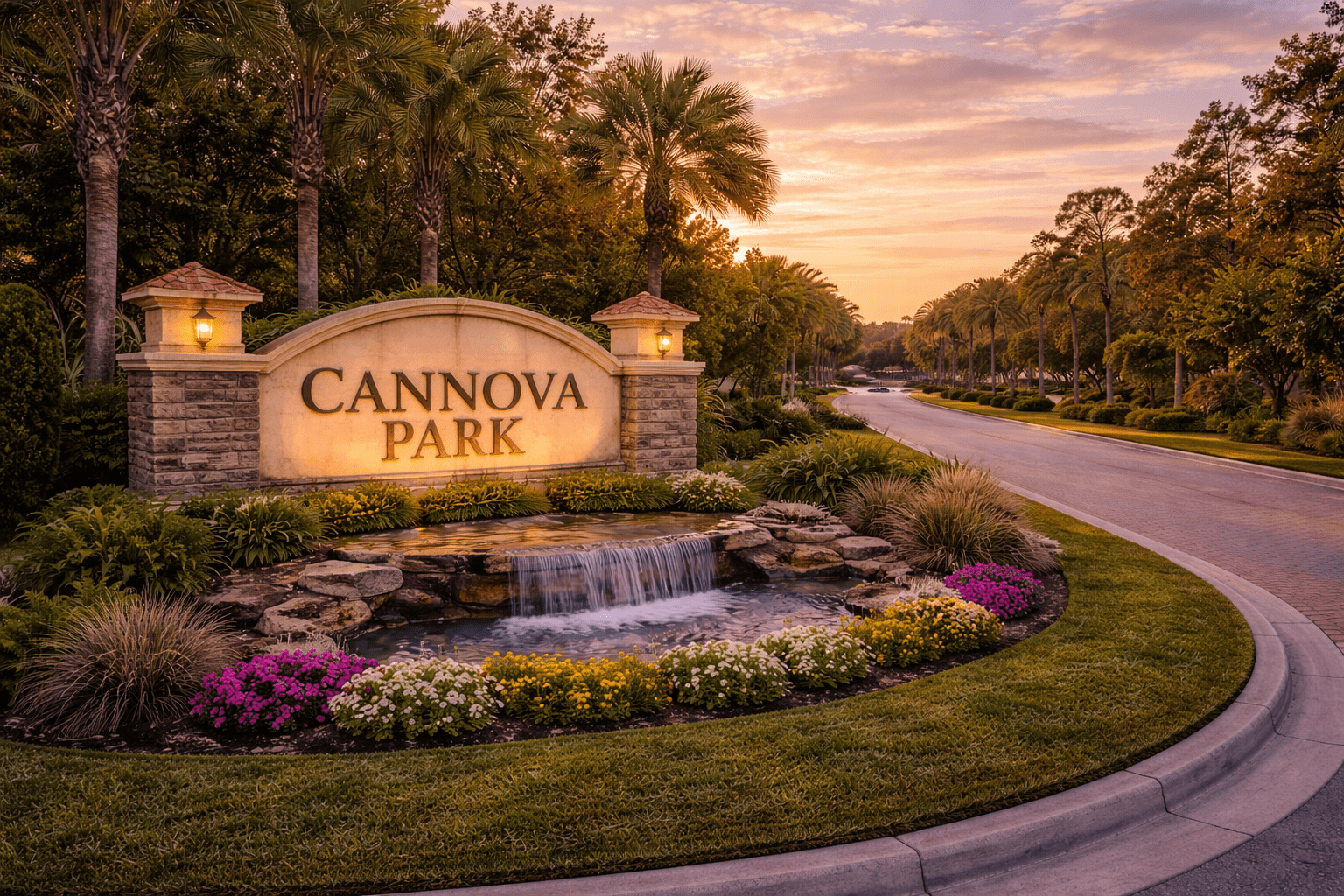 Entrance sign of Cannova Park in West Melbourne, Florida
