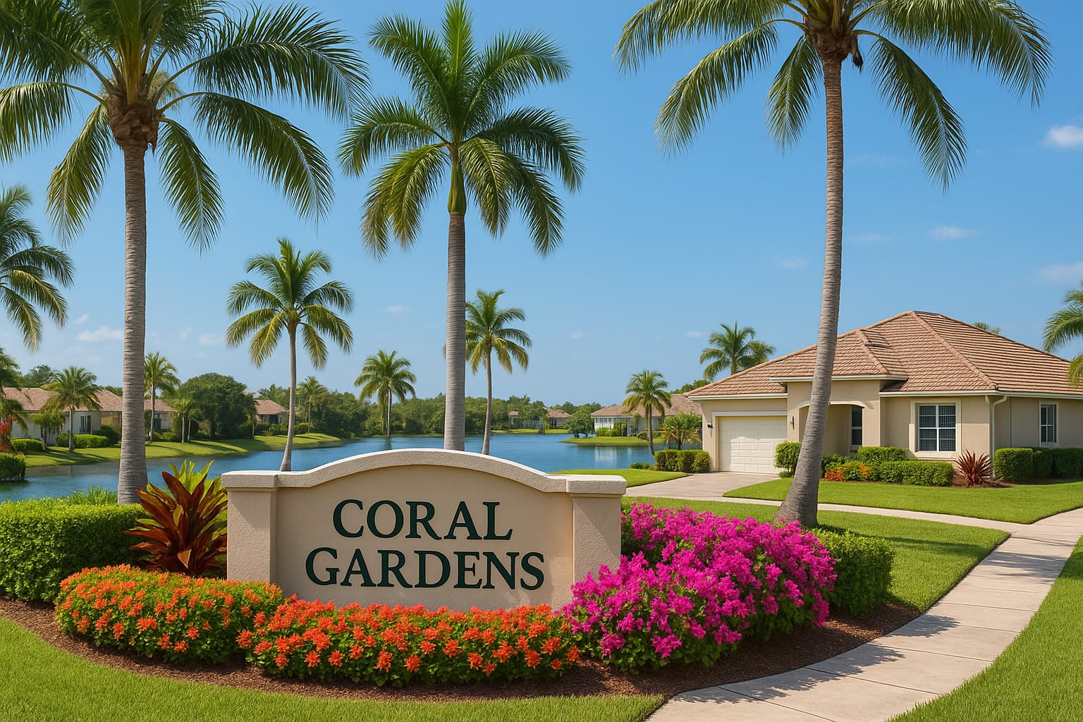 Entrance sign of Coral Gardens in Melbourne, Florida
