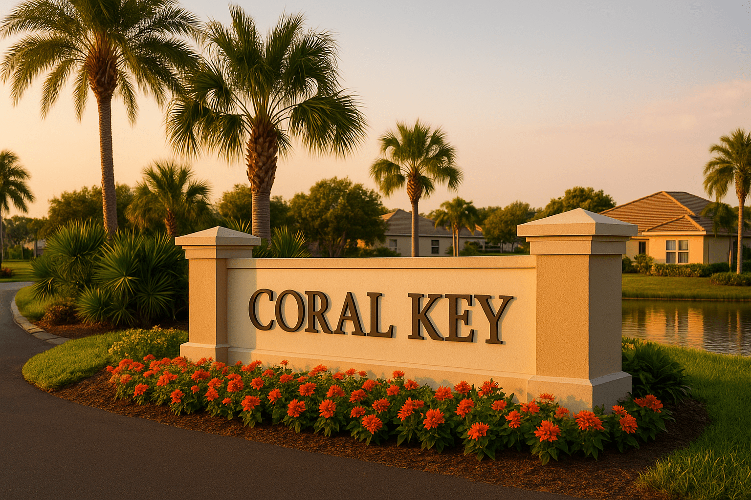 Coral Key neighborhood entrance in Palm Bay, Florida