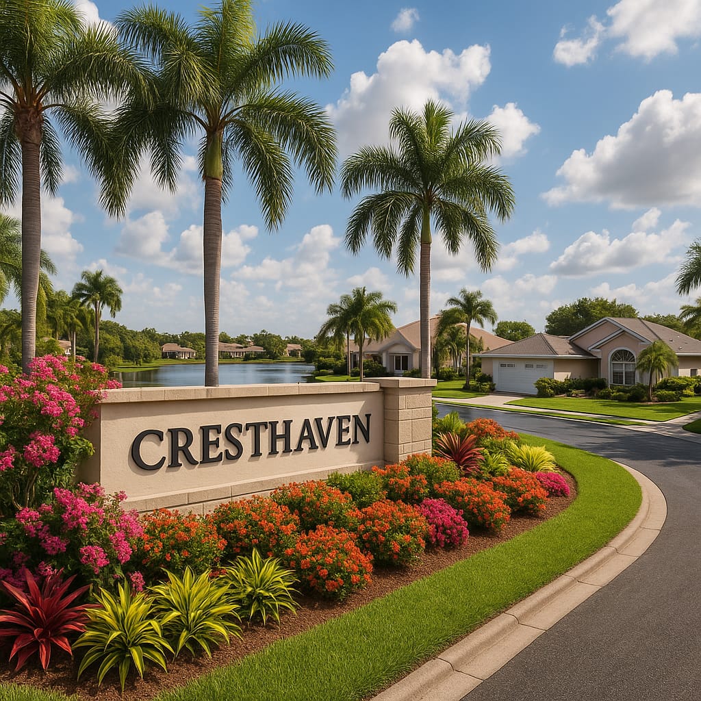Entrance sign of Cresthaven in Melbourne, Florida