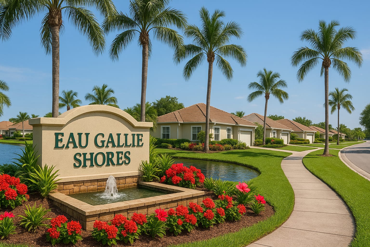 Entrance sign of Eau Gallie Shores in Melbourne, Florida