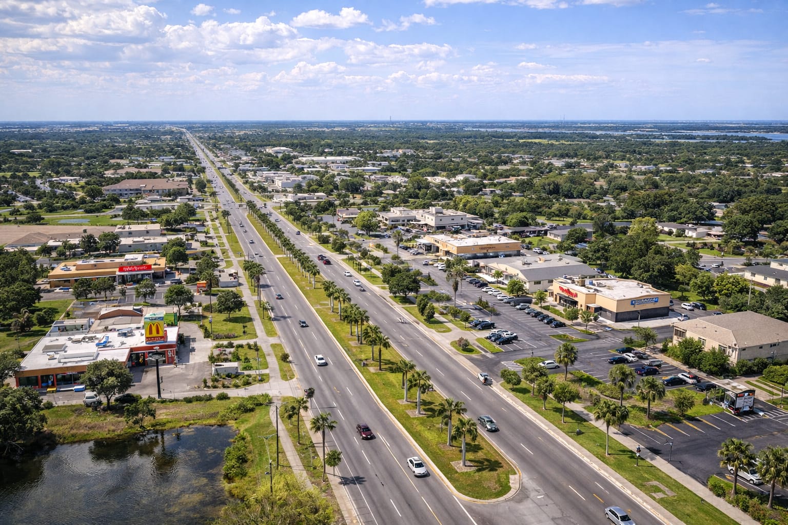 Entrance sign of Fiske Boulevard Corridor in Rockledge, Florida
