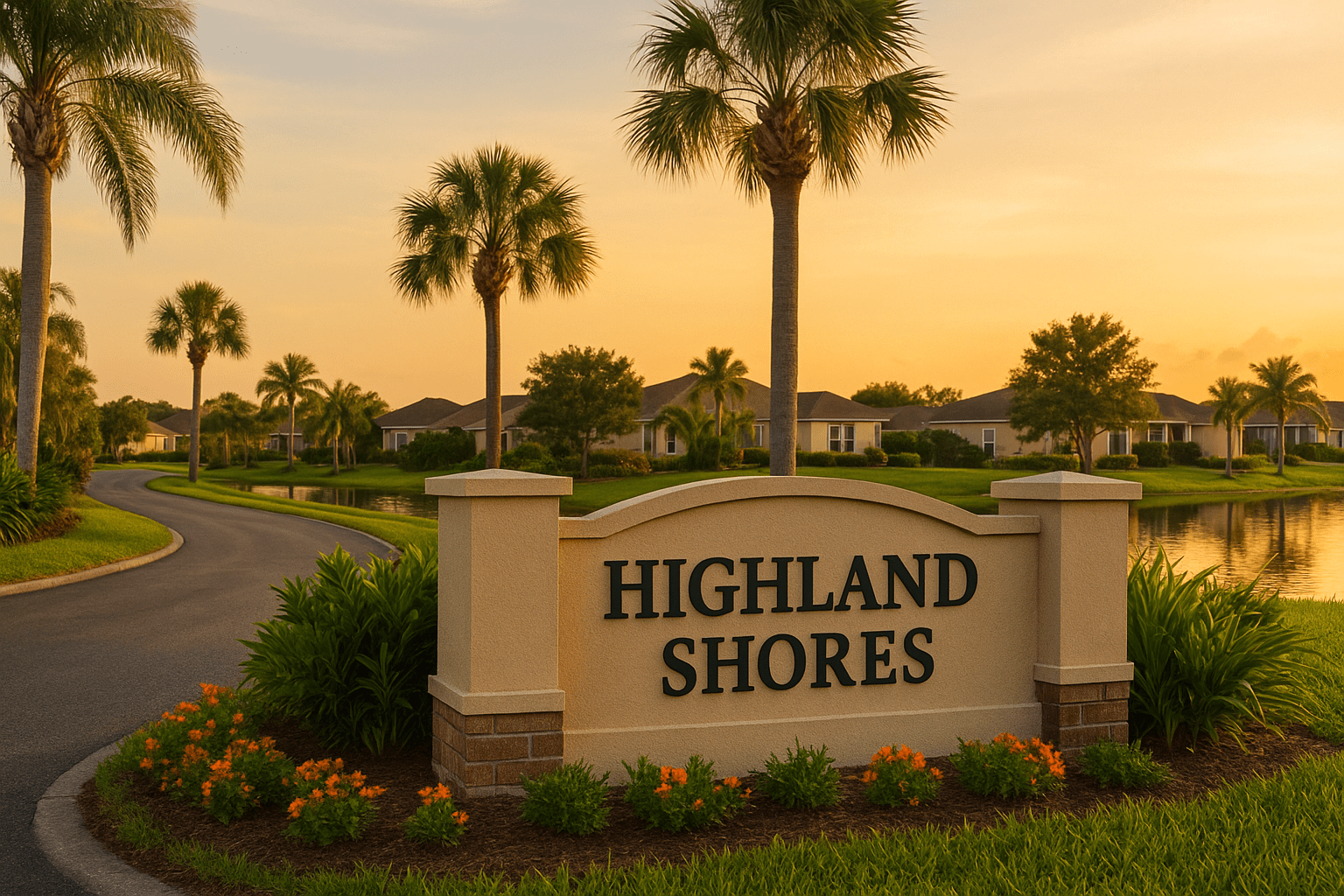 Highland Shores neighborhood entrance in Palm Bay, Florida