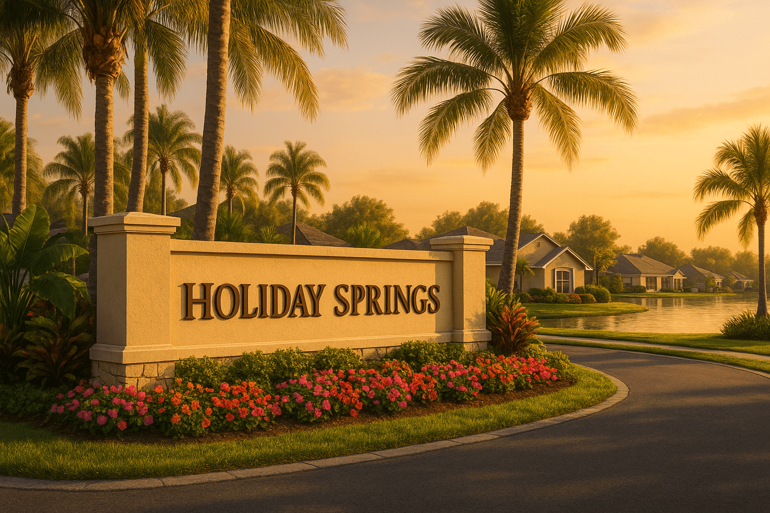 Entrance to Holiday Springs in Suntree, Florida