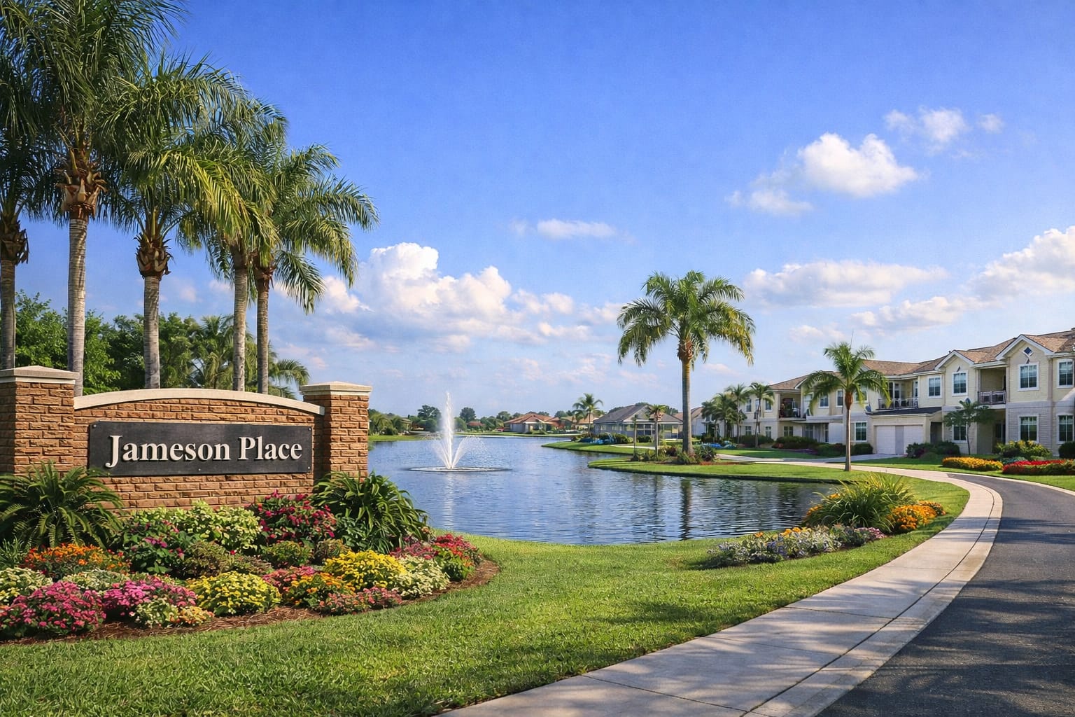 Entrance sign of Jameson Place in Rockledge, Florida