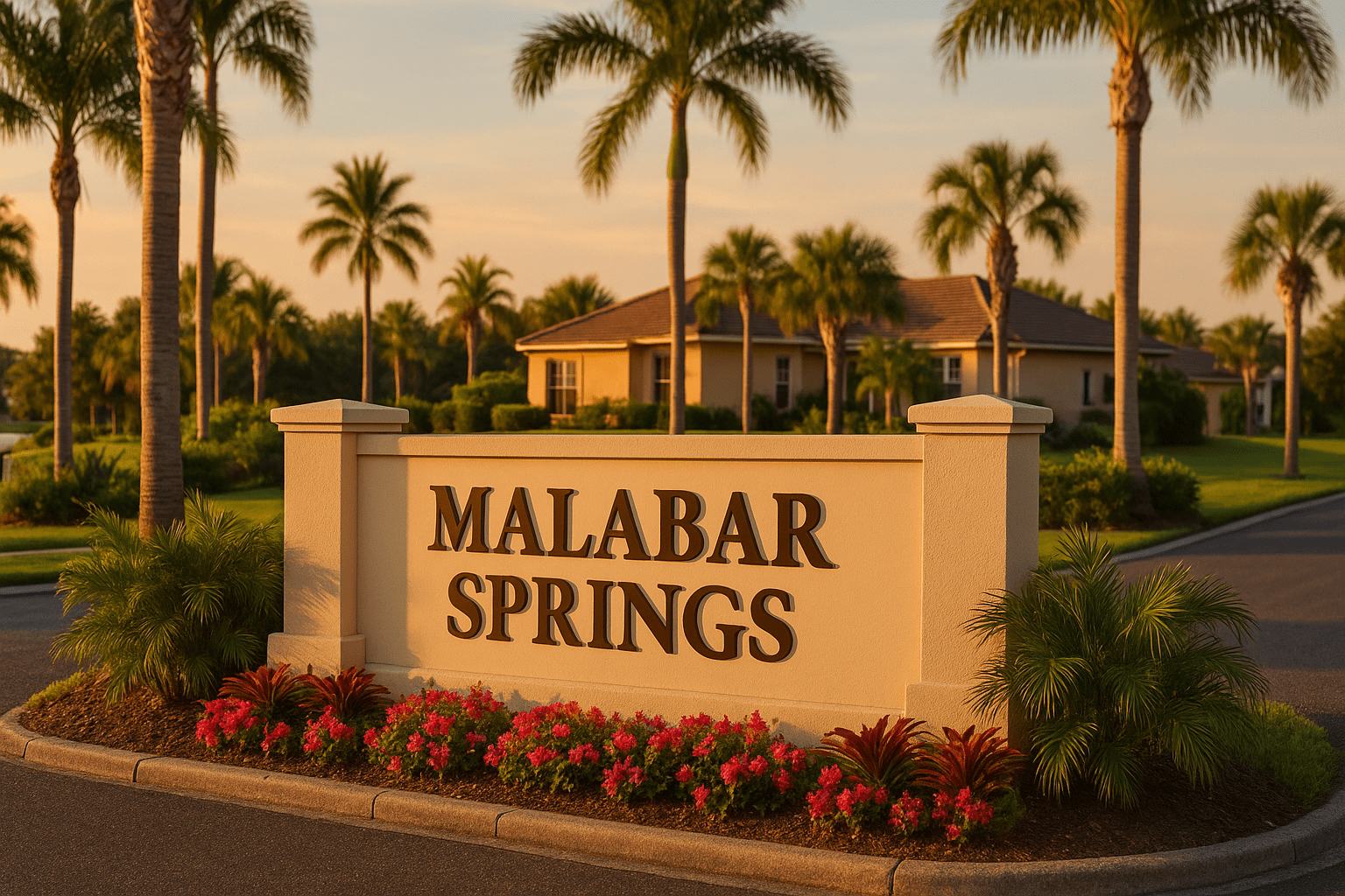 Malabar Springs neighborhood entrance in Palm Bay, Florida