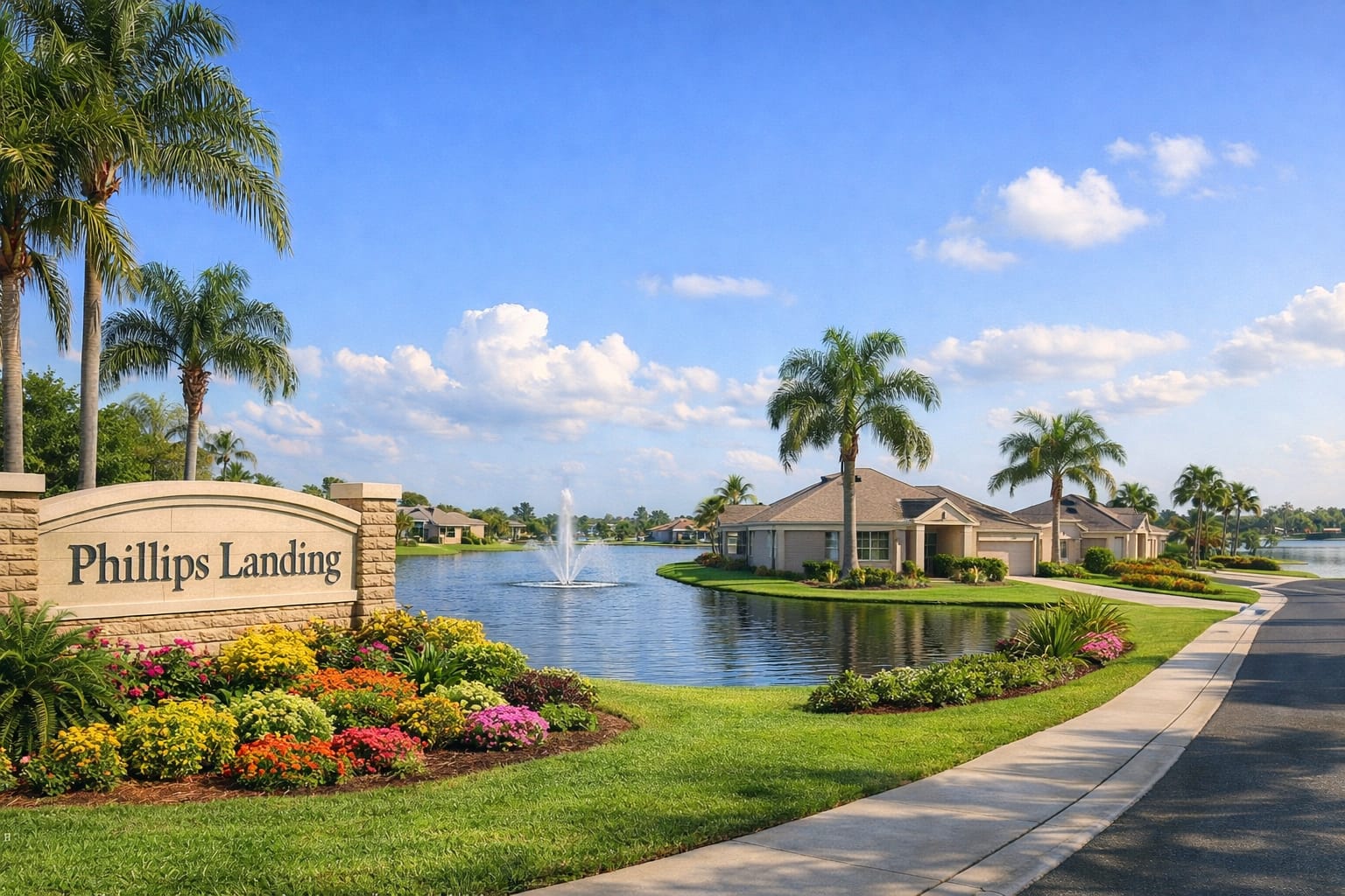 Entrance sign of Phillips Landing in Rockledge, Florida