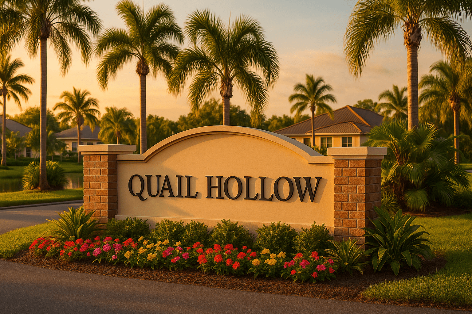 Quail Hollow neighborhood entrance in Palm Bay, Florida
