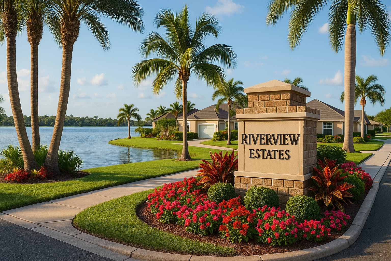 Entrance sign of Riverview Estates in Melbourne, Florida