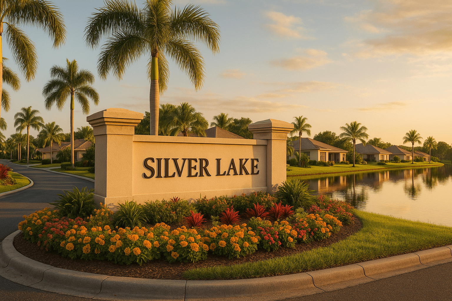 Entrance to Silver Lake in Suntree, Florida