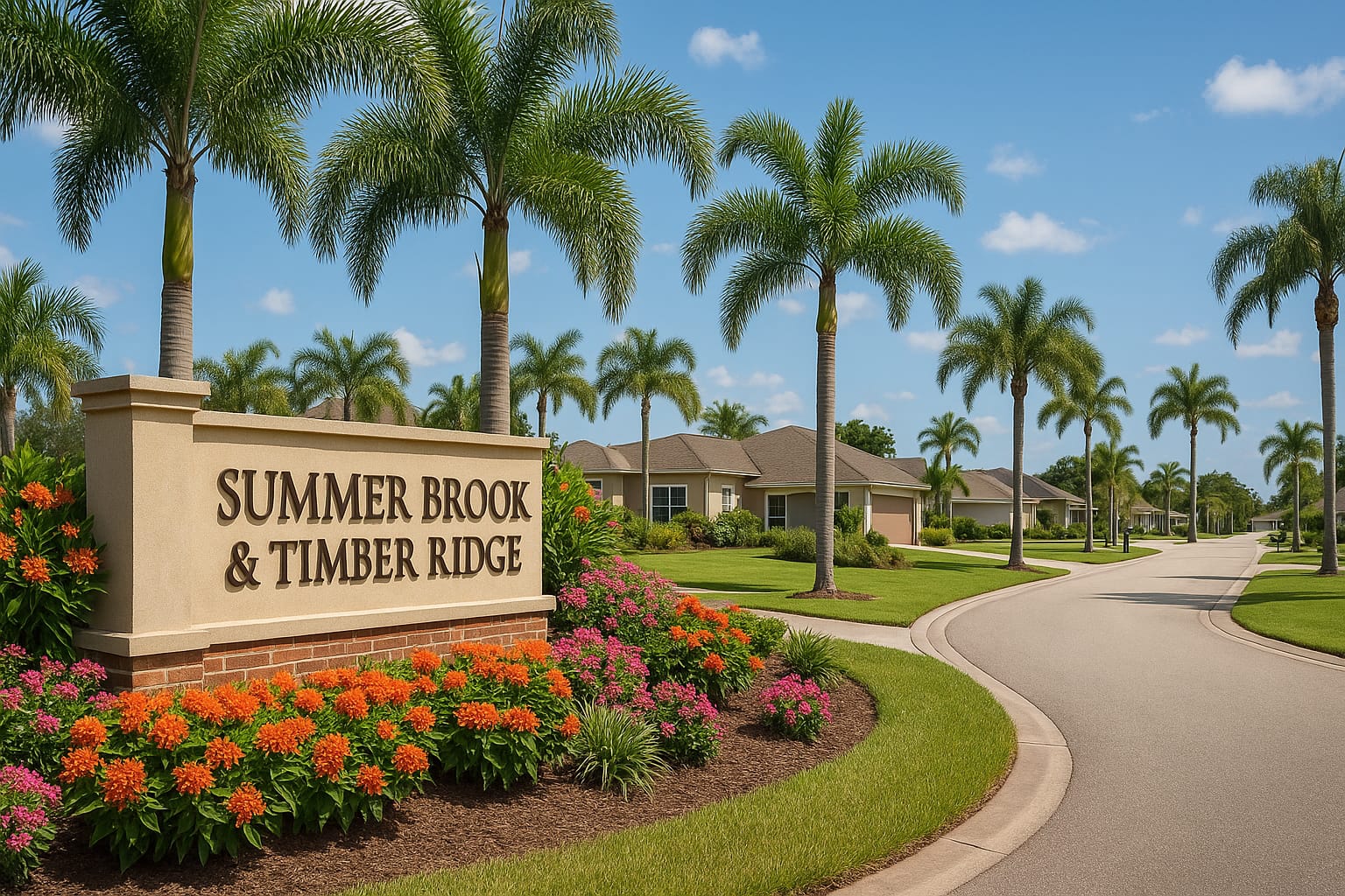 Entrance sign of Summer Brook and Timber Ridge in Melbourne, Florida