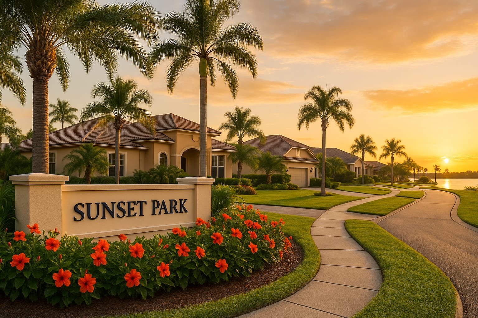 Entrance sign of Sunset Park in Melbourne, Florida