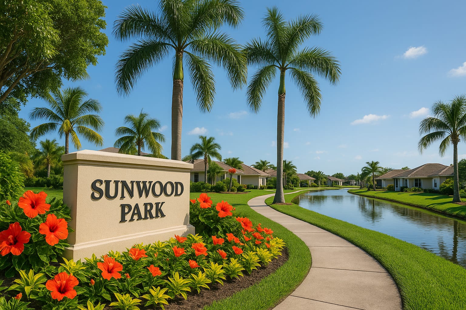 Entrance sign of Sunwood Park in Melbourne, Florida