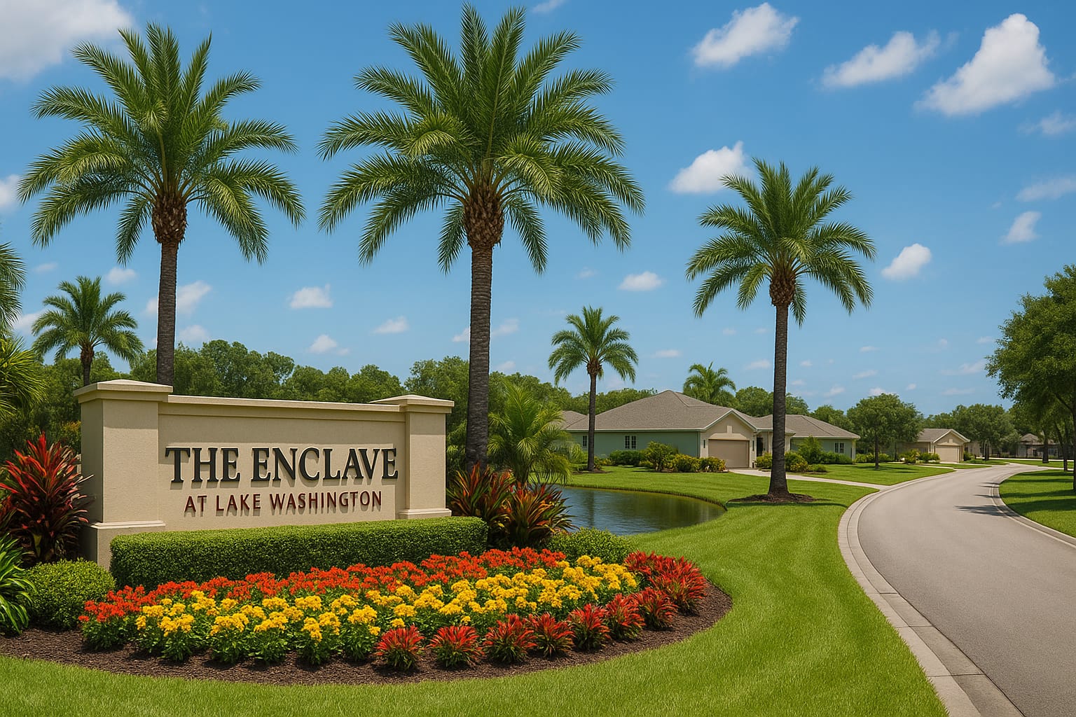 Entrance sign of The Enclave at Lake Washington in Melbourne, Florida