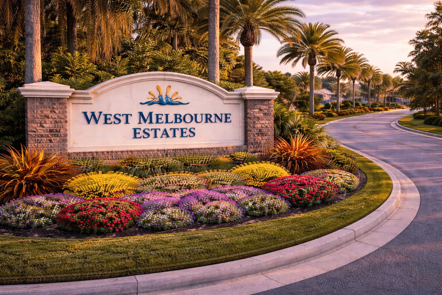 Entrance sign of West Melbourne Estates in West Melbourne, Florida