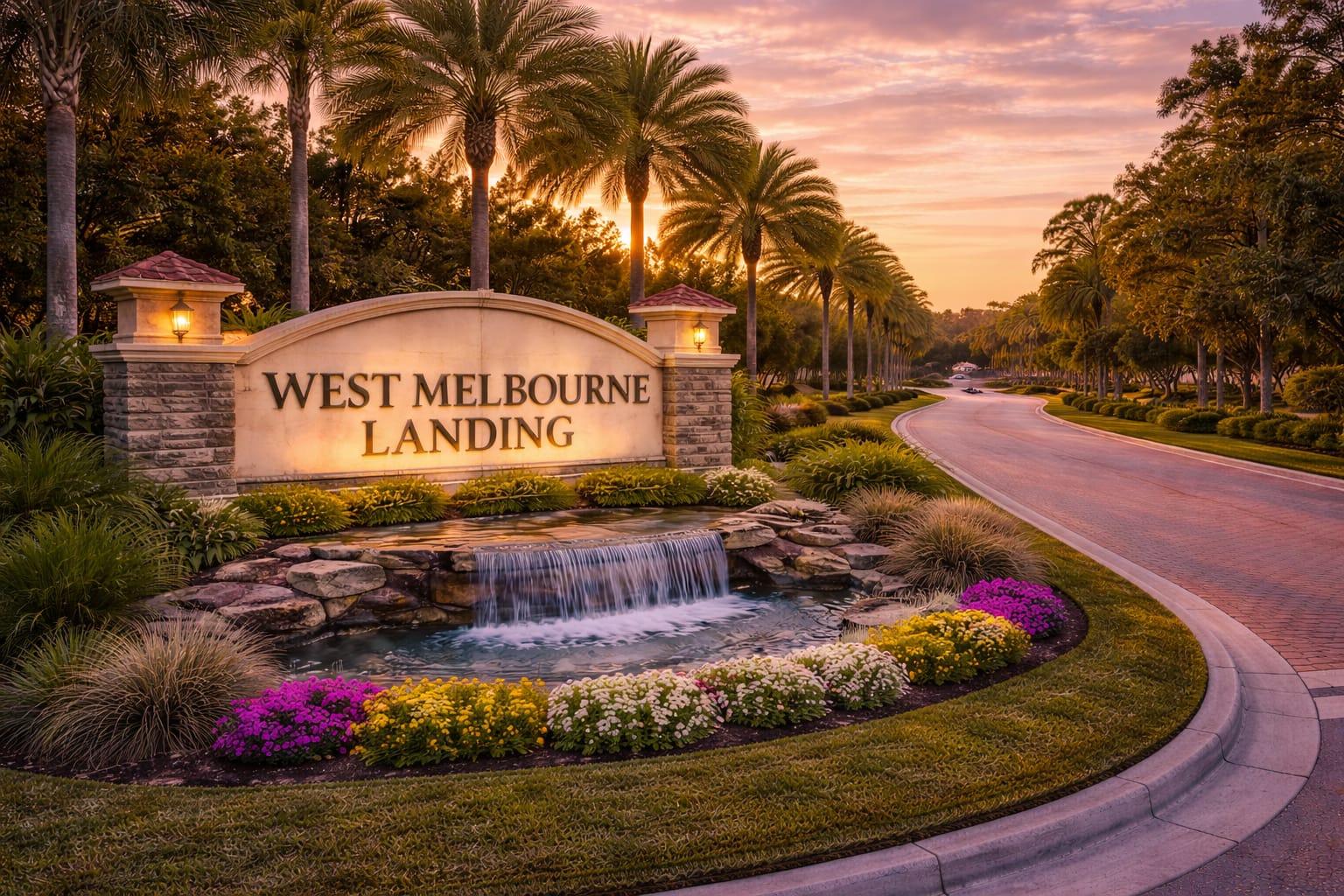 Entrance sign of West Melbourne Landings in West Melbourne, Florida