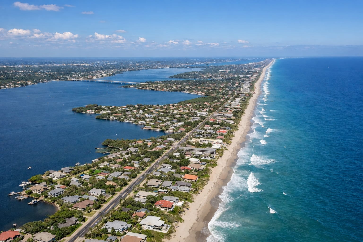 Satellite Beach and Indialantic Florida coastal communities along the Space Coast