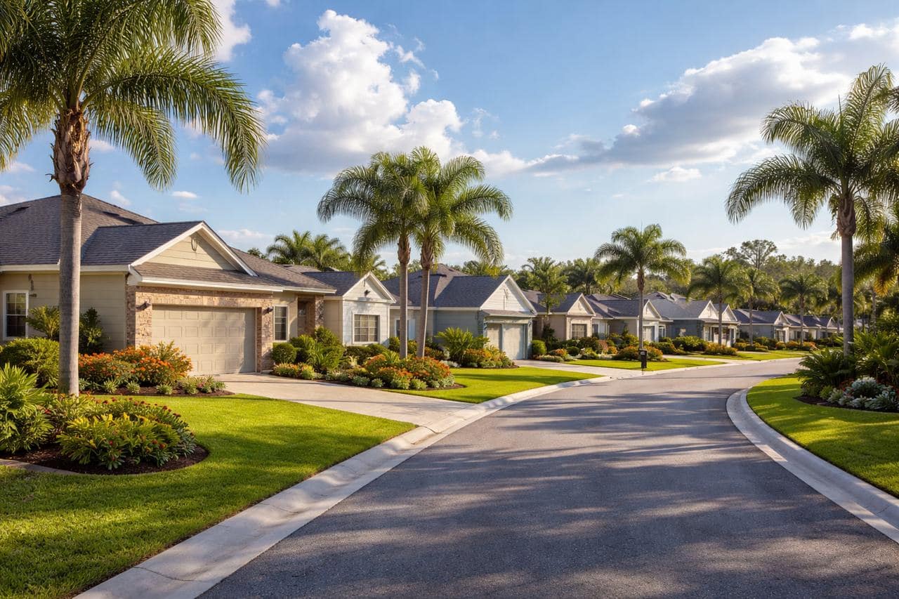 Affordable residential neighborhoods in Brevard County Florida with single family homes and quiet streets