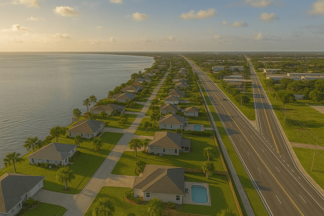 Sharpes waterfront streets along US-1