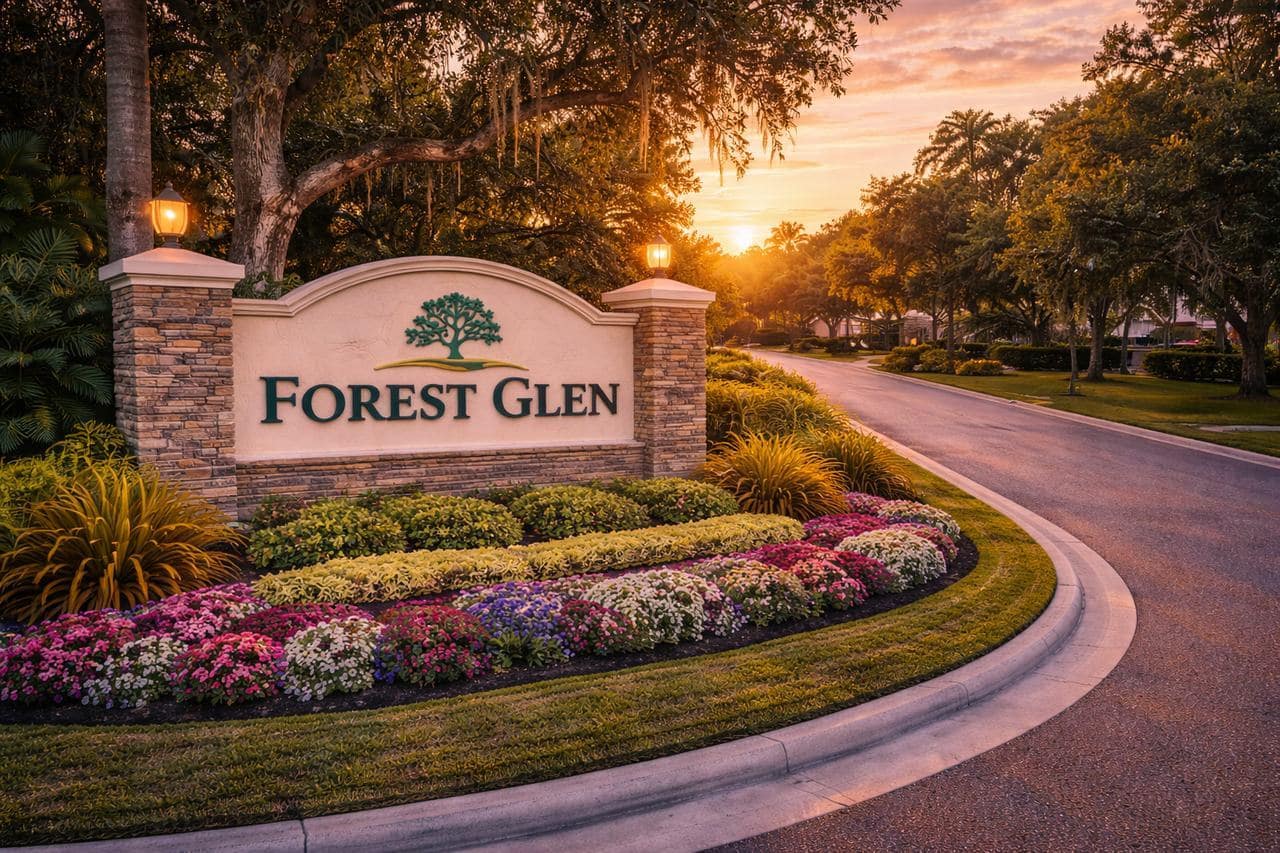 Entrance sign of Forest Glen in Titusville, Florida