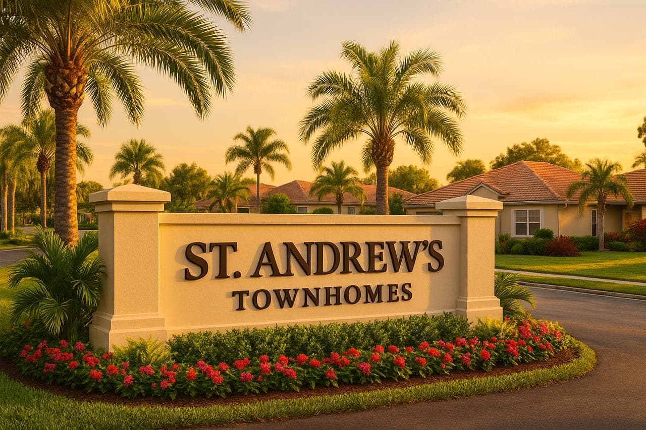 Entrance to St. Andrew's Townhomes in Suntree, Florida