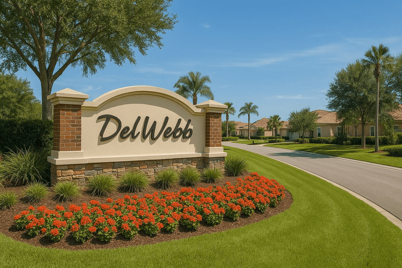 Entrance monument and landscaping at Del Webb at Viera in Viera, Florida
