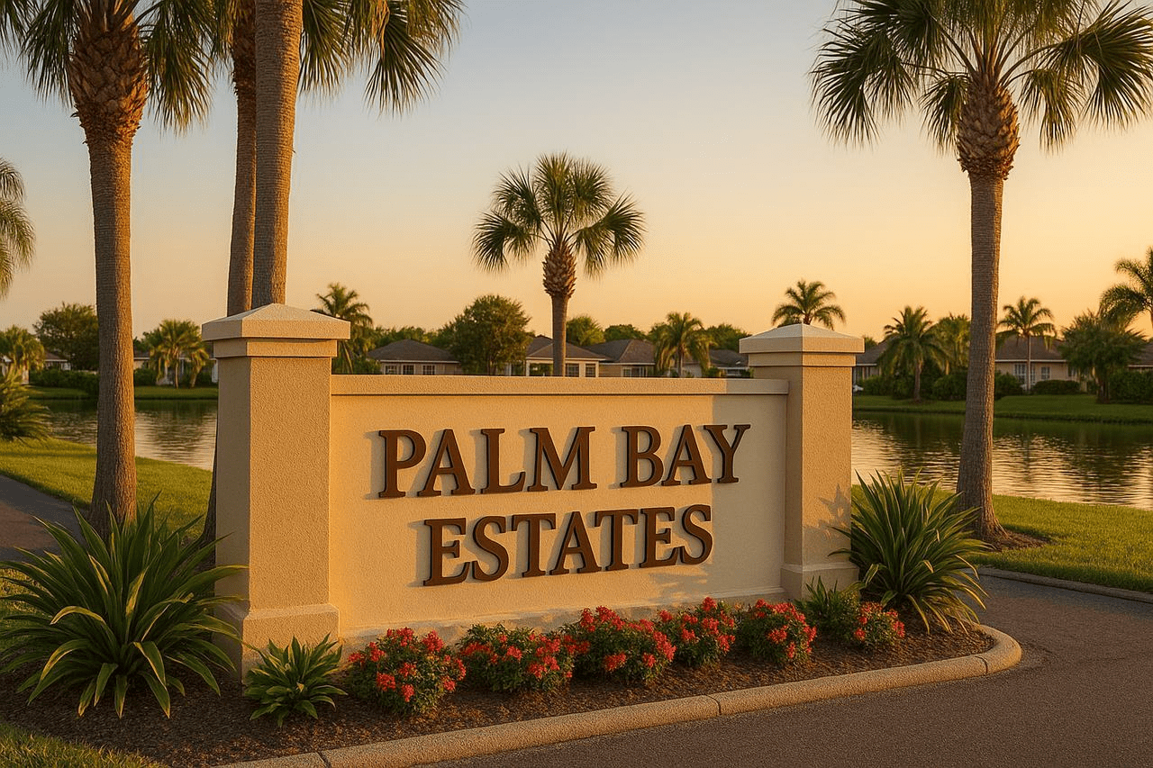Palm Bay Estates neighborhood entrance in Palm Bay, Florida